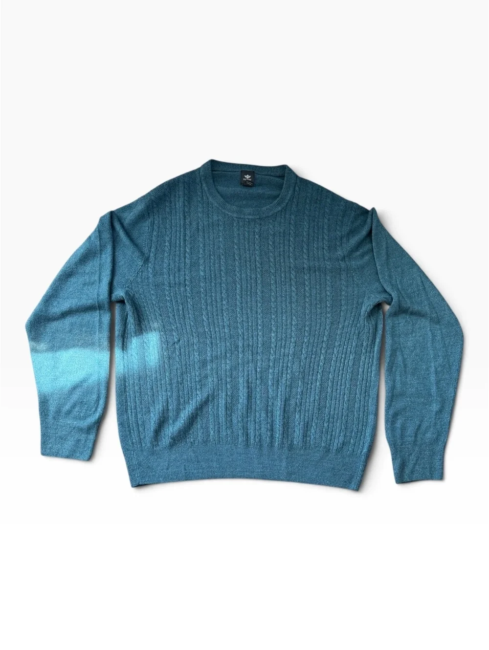 Dockers Men's XL Cable Knit Crewneck Sweater Heathered Teal Blue